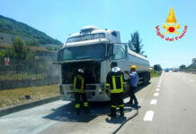A Manocalzati fuoco sulla motrice di un tir carico di gas sulla SS7bis