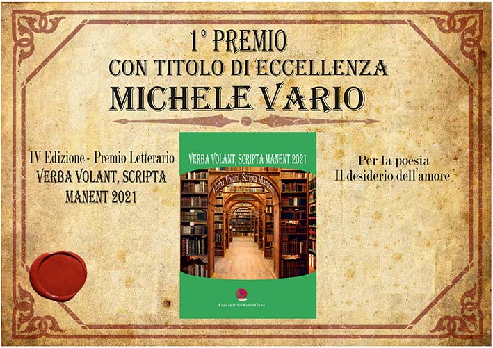 Michele Vario vince il Premio &#39;Verba Volant, Scripta Manent 2021&#39; - Nuova  Irpinia