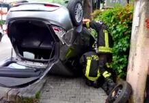 Mercogliano, auto ribaltata a Torrette: una famiglia con 3 bimbi in ospedale, 7 feriti